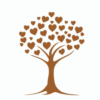 Tree with Heart Leaves Vector Art, Captivating Nature love Illustration