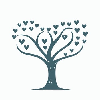 Tree with Heart Leaves Vector Art, Captivating Nature love Illustration