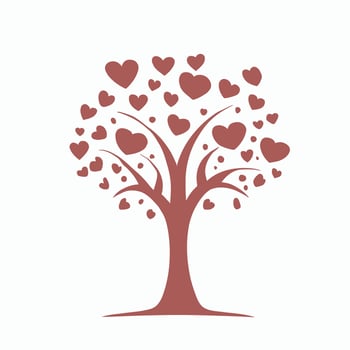 Tree with Heart Leaves Vector Art, Captivating Nature love Illustration