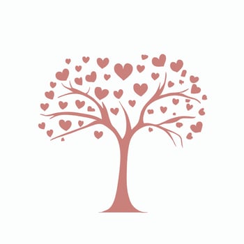 Tree with Heart Leaves Vector Art, Captivating Nature love Illustration