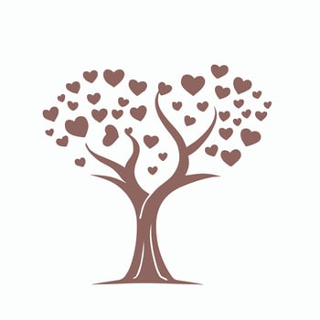 Tree with Heart Leaves Vector Art, Captivating Nature love Illustration