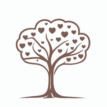 Tree with Heart Leaves Vector Art, Captivating Nature love Illustration