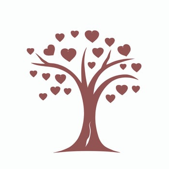 Tree with Heart Leaves Vector Art, Captivating Nature love Illustration