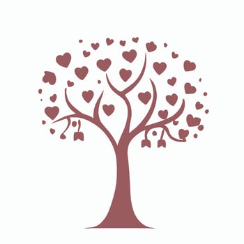 Tree with Heart Leaves Vector Art, Captivating Nature love Illustration