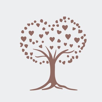 Tree with Heart Leaves Vector Art, Captivating Nature love Illustration