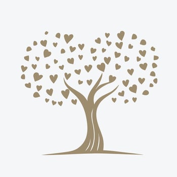 Tree with Heart Leaves Vector Art, Captivating Nature love Illustration