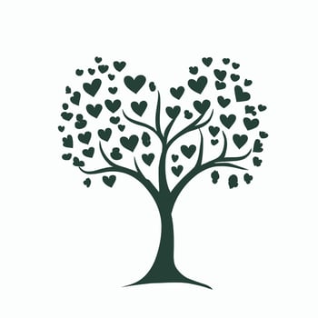 Tree with Heart Leaves Vector Art, Captivating Nature love Illustration