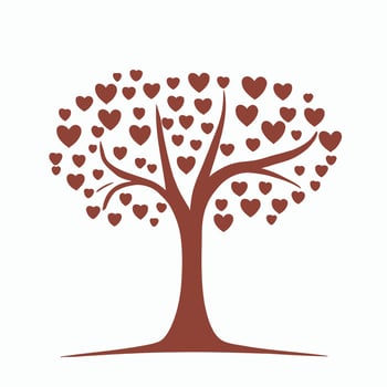 Tree with Heart Leaves Vector Art, Captivating Nature love Illustration