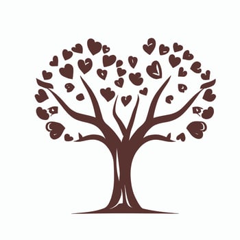 Tree with Heart Leaves Vector Art, Captivating Nature love Illustration