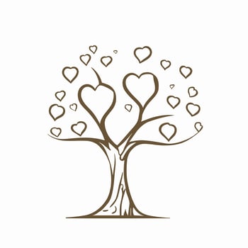 Tree with Heart Leaves Vector Art, Captivating Nature love Illustration