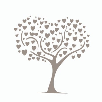 Tree with Heart Leaves Vector Art, Captivating Nature love Illustration