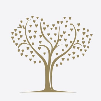 Tree with Heart Leaves Vector Art, Captivating Nature love Illustration