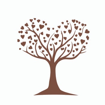 Tree with Heart Leaves Vector Art, Captivating Nature love Illustration
