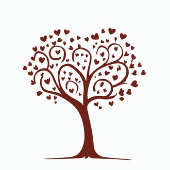 Tree with Heart Leaves Vector Art, Captivating Nature love Illustration