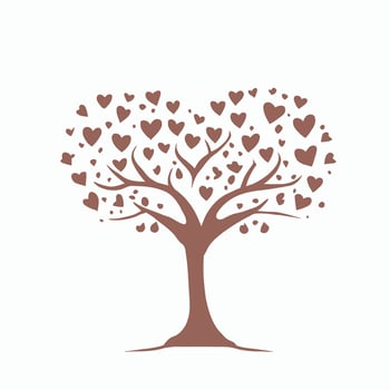 Tree with Heart Leaves Vector Art, Captivating Nature love Illustration