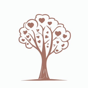 Tree with Heart Leaves Vector Art, Captivating Nature love Illustration