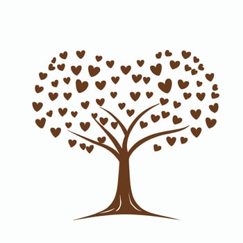 Tree with Heart Leaves Vector Art, Captivating Nature love Illustration