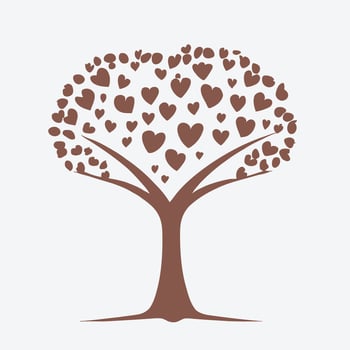 Tree with Heart Leaves Vector Art, Captivating Nature love Illustration