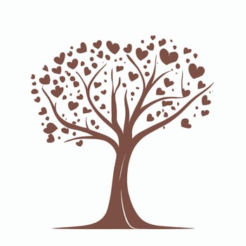 Tree with Heart Leaves Vector Art, Captivating Nature love Illustration
