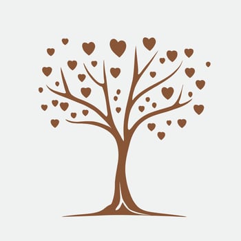 Tree with Heart Leaves Vector Art, Captivating Nature love Illustration
