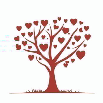 Tree with Heart Leaves Vector Art, Captivating Nature love Illustration
