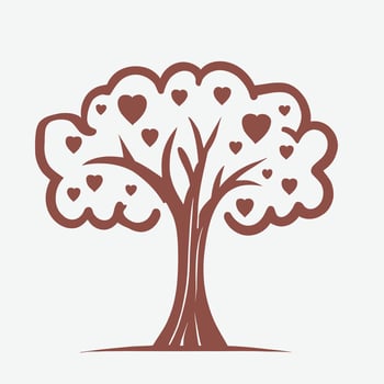 Tree with Heart Leaves Vector Art, Captivating Nature love Illustration