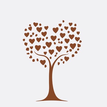 Tree with Heart Leaves Vector Art, Captivating Nature love Illustration