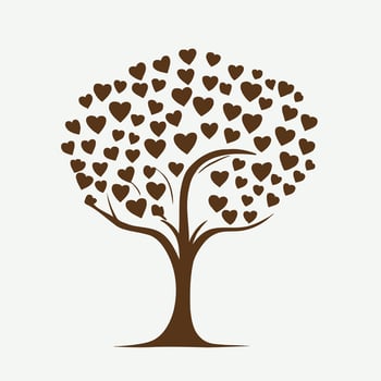 Tree with Heart Leaves Vector Art, Captivating Nature love Illustration