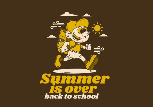 Back to school, summer is over, mascot character design of a boy carrying a school bag vector