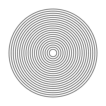 Concentric circles elements into each other in a distance equal to the thickness of all lines. vector