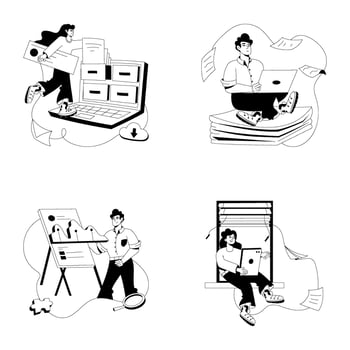 Pack of Employees Glyph Illustrations vector