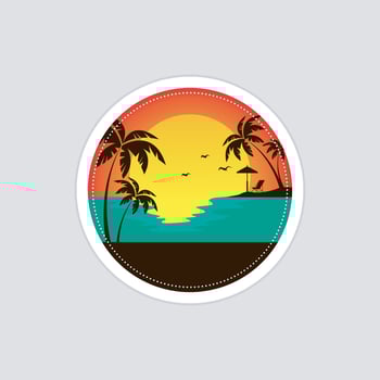Illustration beach travel logo template vector