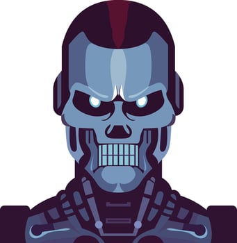 cyborg assassin robot terminate humans vector illustration, Evil robot flat style stock vector image