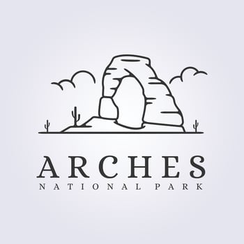 Arches national park logo landmark icon vector illustration design