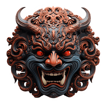 japanese traditional devil mask isolated cut out on transparent background ,generative ai png