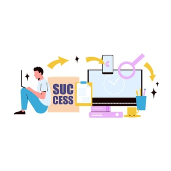 SEO development concept. Search engine optimization. Vector illustration in flat style