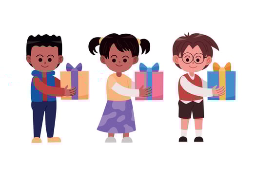 Kid holding gift box vector
