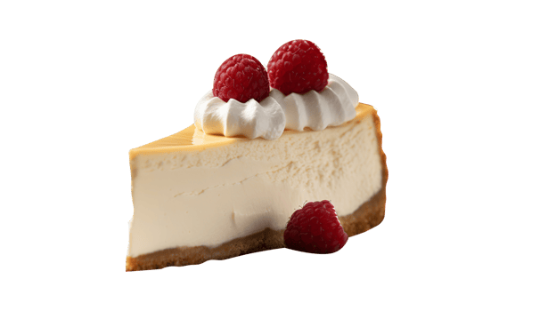 Fresh baked cheese cake piece isolated on transparent background png