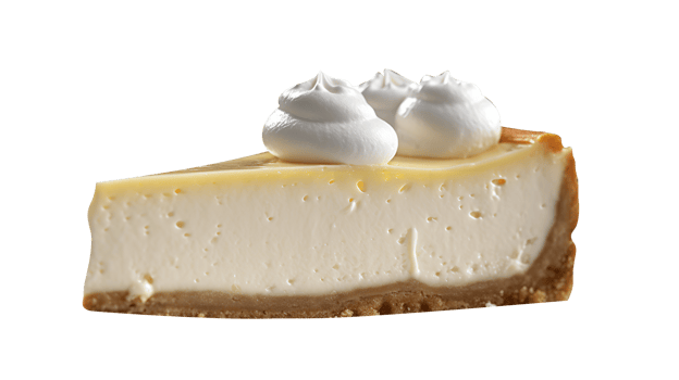 Fresh baked cheese cake piece isolated on transparent background png