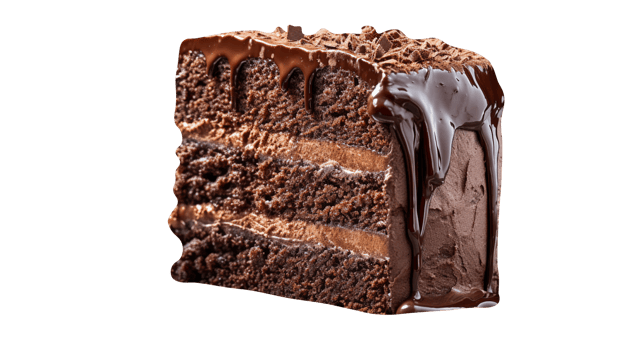 Slice of tasty homemade chocolate cake on transparent background png