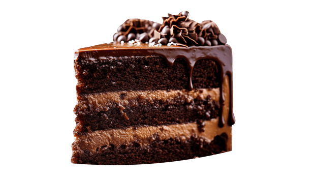 Slice of tasty homemade chocolate cake on transparent background png