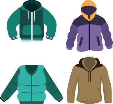 Winter jacket set.For design decoration.Vector illustration. vector
