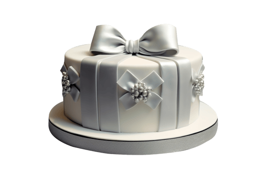 Decorated fondant cake isolated on transparent background png