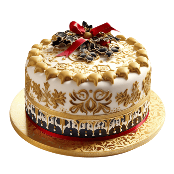 Decorated Christmas fondant cake isolated on transparent background png