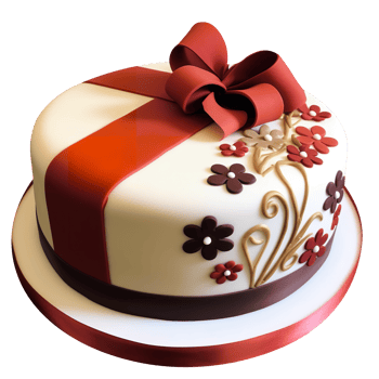 Decorated fondant cake isolated on transparent background png