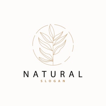 Leaf Line Logo, Beautiful Hand Drawn Design, Botanical Minimalist Vector, Simple Organic Plant Feminine Logo vector