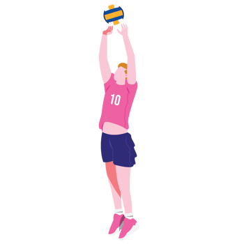 Assist Volleyball Sport People Color 2D Illustration png