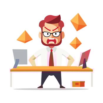 Angry and exasperated employee, character illustration vector