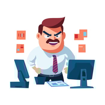 Angry and exasperated employee, character illustration vector