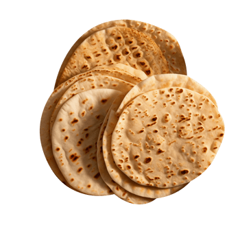 Stack of fresh flat breads isolated on transparent background png